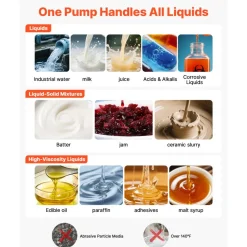 VEVOR Air Operated Double Diaphragm Pump, 4.4 GPM, 1-1/2 inch Inlet & Outlet Pneumatic Waste Oil Transfer Pump, Max 100 PSI, Polypropylene Body, Air-Operated for Diesel, Grease, Kerosene, Gasoline