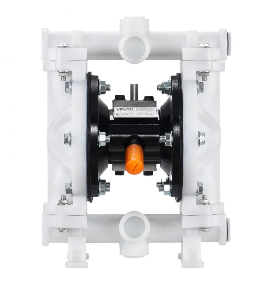 VEVOR Air Operated Double Diaphragm Pump, 4.4 GPM, 1-1/2 inch Inlet & Outlet Pneumatic Waste Oil Transfer Pump, Max 100 PSI, Polypropylene Body, Air-Operated for Diesel, Grease, Kerosene, Gasoline