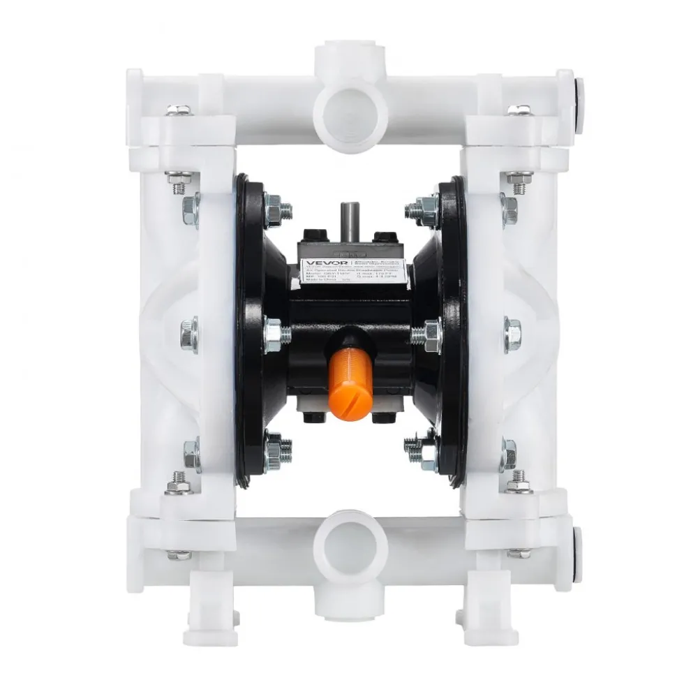 VEVOR Air Operated Double Diaphragm Pump, 4.4 GPM, 1-1/2 inch Inlet & Outlet Pneumatic Waste Oil Transfer Pump, Max 100 PSI, Polypropylene Body, Air-Operated for Diesel, Grease, Kerosene, Gasoline