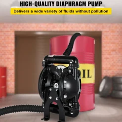 VEVOR Air-Operated Double Diaphragm Pump 1 inch Inlet Outlet Aluminum 35 GPM Max 120PSI, Nitrile Diaphragm, QBY4-25L-1inch-35