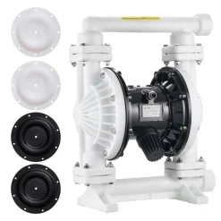 VEVOR Air Operated Double Diaphragm Pump, 25 GPM, 1 inch Inlet & Outlet Pneumatic Waste Oil Transfer Pump, Max 100 PSI, Polypropylene Body, Air-Operated for Diesel, Grease, Kerosene, Gasoline & Oil