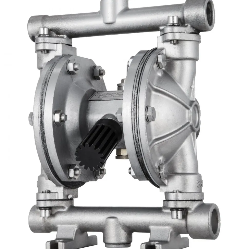 VEVOR Air-Operated Double Diaphragm Pump, 1/2 in Inlet & Outlet, Stainless Steel Body, 8.8 GPM & Max 120PSI, PTFE Diaphragm Pneumatic Transfer Pump for Petroleum, Diesel, Oil & Low Viscosity Fluids