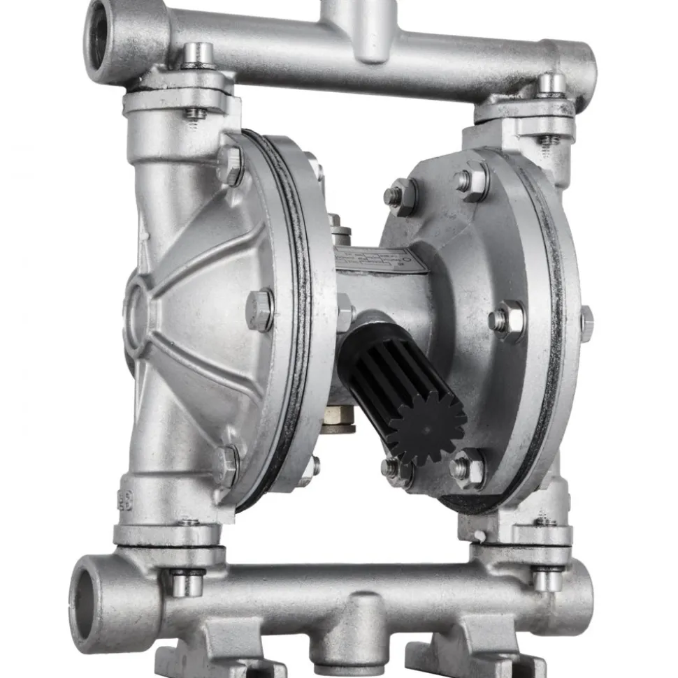 VEVOR Air-Operated Double Diaphragm Pump, 1/2 in Inlet & Outlet, Stainless Steel Body, 8.8 GPM & Max 120PSI, PTFE Diaphragm Pneumatic Transfer Pump for Petroleum, Diesel, Oil & Low Viscosity Fluids