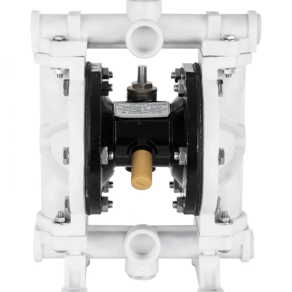 VEVOR Air-Operated Double Diaphragm Pump, 1/2 in Inlet & Outlet, Polypropylene Body, 2.5 GPM & Max 80PSI, PTFE Diaphragm Pneumatic Transfer Pump for Petroleum, Diesel, Oil & Low Viscosity Fluids