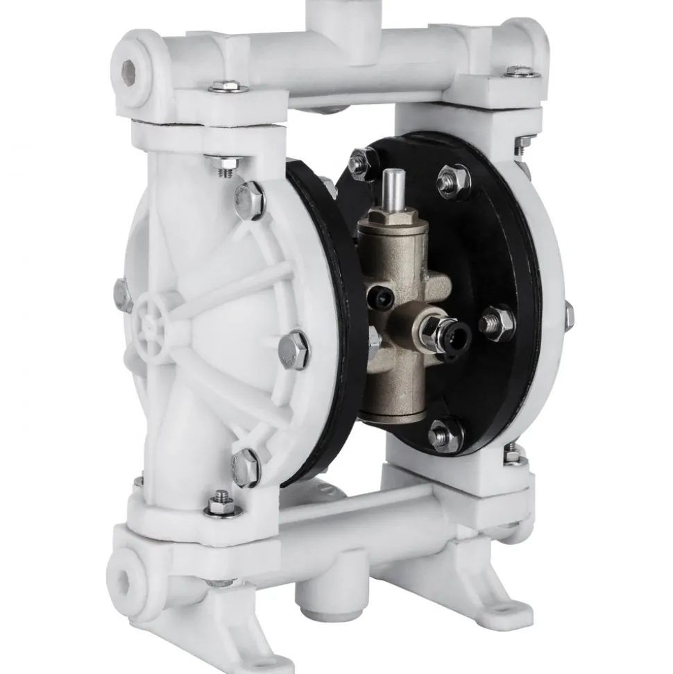 VEVOR Air-Operated Double Diaphragm Pump, 1/2 in Inlet & Outlet, Polypropylene Body, 2.5 GPM & Max 80PSI, PTFE Diaphragm Pneumatic Transfer Pump for Petroleum, Diesel, Oil & Low Viscosity Fluids
