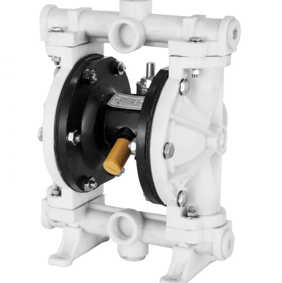 VEVOR Air-Operated Double Diaphragm Pump, 1/2 in Inlet & Outlet, Polypropylene Body, 2.5 GPM & Max 80PSI, PTFE Diaphragm Pneumatic Transfer Pump for Petroleum, Diesel, Oil & Low Viscosity Fluids