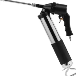 VEVOR Air Operated Grease Gun, 6000PSI, 14 OZ/400 CC Capacity Heavy Duty Pneumatic Grease Gun, with 18.5 Inch Flexible Hose, 1 Black Flat Coupler Pointed Coupler Bent Metal Pipe Locking Clamp Coupler