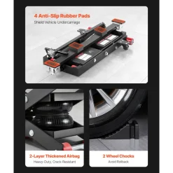 VEVOR Air Portable Car Lift, 6613 lbs/3 Ton Capacity, 21.7 inch Max Height, Adjustable Portable Air Car Lift with Airbag, Support Stands, Wheel Chocks, Rubber Pads, Heavy-Duty for Sedan SUV Pickup