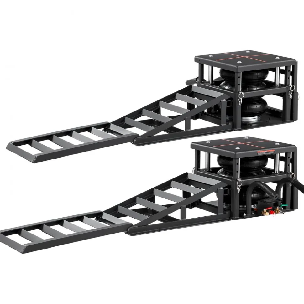 VEVOR Air Portable Car Lifts 2PCS, 11023 lbs/5 Ton Capacity, 12.6 inch Max Height, Pneumatic Ramp Jacks with Airbags, Wheel Chocks, Extension Ramps, Heightened Columns, Heavy-Duty for Sedan SUV Pickup