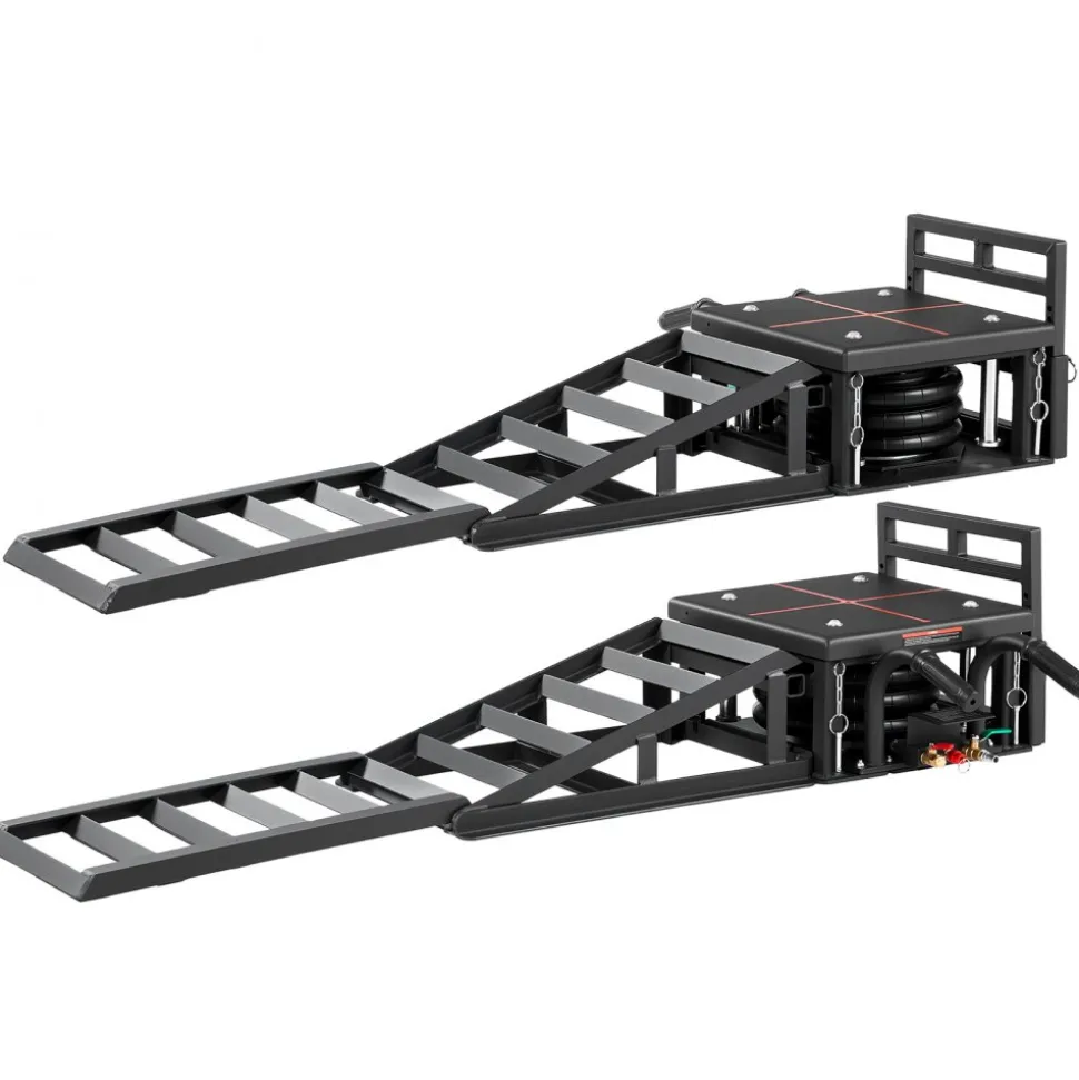 VEVOR Air Portable Car Lifts 2PCS, 11023 lbs/5 Ton Capacity, 12.6 inch Max Height, Pneumatic Ramp Jacks with Airbags, Wheel Chocks, Extension Ramps, Heightened Columns, Heavy-Duty for Sedan SUV Pickup
