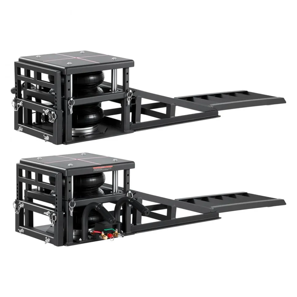 VEVOR Air Portable Car Lifts 2PCS, 11023 lbs/5 Ton Capacity, 12.6 inch Max Height, Pneumatic Ramp Jacks with Airbags, Wheel Chocks, Extension Ramps, Heightened Columns, Heavy-Duty for Sedan SUV Pickup