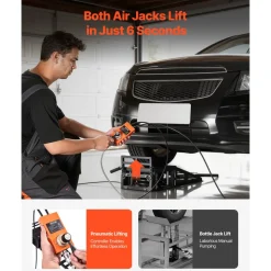 VEVOR Air Portable Car Lifts 2PCS, 11023 lbs/5 Ton Capacity, 12.6 inch Max Height, Pneumatic Ramp Jacks with Airbags, Wheel Chocks, Extension Ramps, Heightened Columns, Heavy-Duty for Sedan SUV Pickup