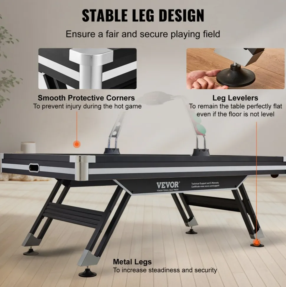 VEVOR Air-Powered Hockey Table, 89" Indoor Hockey Table for Kids and Adults, LED Sports Hockey Game with 2 Pucks, 2 Pushers, and Electronic Score System, Arcade Gaming Set for Game Room Family Home