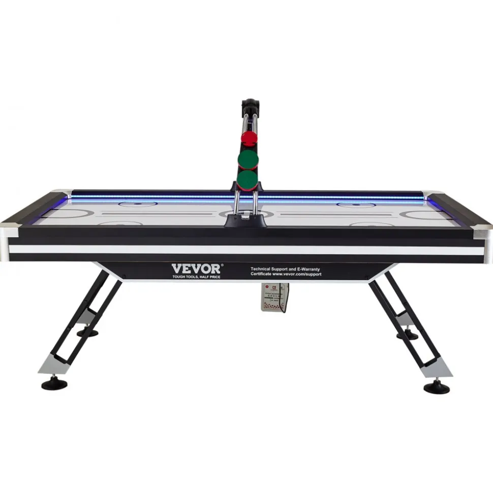 VEVOR Air-Powered Hockey Table, 89" Indoor Hockey Table for Kids and Adults, LED Sports Hockey Game with 2 Pucks, 2 Pushers, and Electronic Score System, Arcade Gaming Set for Game Room Family Home