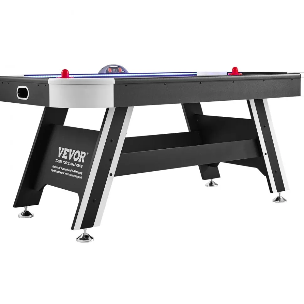 VEVOR Air-Powered Hockey Table, 72" Indoor Hockey Table for Kids and Adults, LED Sports Hockey Game with 2 Pucks, 2 Pushers, and Electronic Score System, Arcade Gaming Set for Game Room Family Home