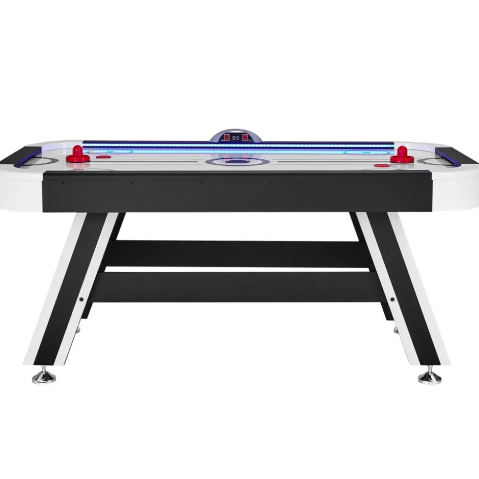 VEVOR Air-Powered Hockey Table, 72" Indoor Hockey Table for Kids and Adults, LED Sports Hockey Game with 2 Pucks, 2 Pushers, and Electronic Score System, Arcade Gaming Set for Game Room Family Home