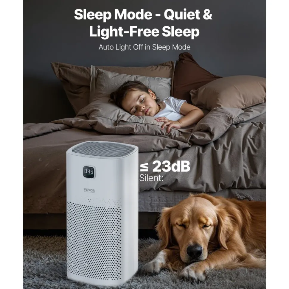 VEVOR Air Purifier, H13 HEPA Layer, 2018 ft²/h Smart Air Purifier with Speed Control & Child Lock Guard, Efficient Air Cleaner with Convenient Touch Panel & 23 dB Sleep Mode, Fit for Home & Office