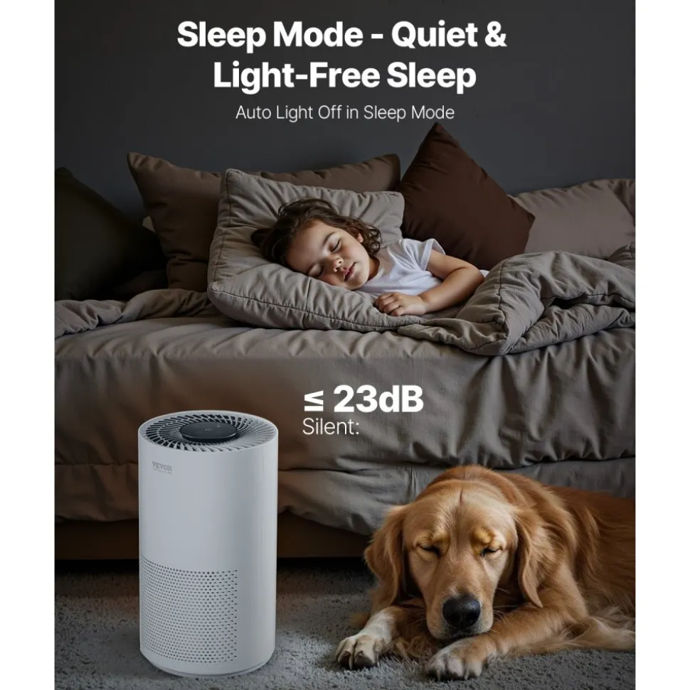 VEVOR Air Purifier, H13 HEPA Layer, 1200 ft²/h Smart Air Purifier with Speed Control & Child Lock Guard, Efficient Air Cleaner with Convenient Touch Panel & 23 dB Sleep Mode, Fit for Home & Office