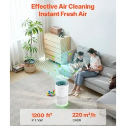 VEVOR Air Purifier, H13 HEPA Layer, 1200 ft²/h Smart Air Purifier with Speed Control & Child Lock Guard, Efficient Air Cleaner with Convenient Touch Panel & 23 dB Sleep Mode, Fit for Home & Office