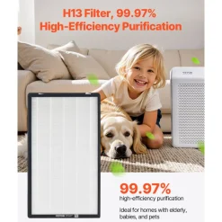 VEVOR Air Purifier Replacement Filter, H13, 2-in-1 Compact & Lightweight Replacement Filter with Non-Woven Fabric, Easy-to-Install Purifier Filter with Activated Carbon, Fit for Square Purifier