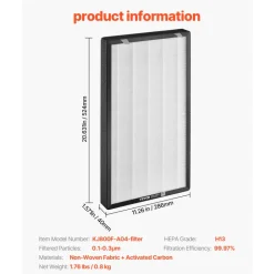 VEVOR Air Purifier Replacement Filter, H13, 2-in-1 Compact & Lightweight Replacement Filter with Non-Woven Fabric, Easy-to-Install Purifier Filter with Activated Carbon, Fit for Square Purifier