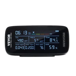 VEVOR Air Quality Monitor 9-IN-1, CO2, Temperature, Humidity, Formaldehyde TVOC AQI Tester, Professional PM2.5 PM10 PM1.0 Particle Counter for Indoor/Outdoor, Air Quality Meter  w/Alarm Thresholds