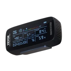 VEVOR Air Quality Monitor 9-IN-1, CO2, Temperature, Humidity, Formaldehyde TVOC AQI Tester, Professional PM2.5 PM10 PM1.0 Particle Counter for Indoor/Outdoor, Air Quality Meter  w/Alarm Thresholds