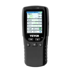 VEVOR Air Quality Monitor 8-IN-1, Professional PM2.5 PM10 PM1.0 Particle Counter, Formaldehyde, Temperature, Humidity, TVOC AQI Tester for Indoor/Outdoor, Air Quality Meter w/Alarm Thresholds