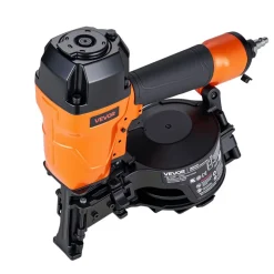 VEVOR Air Roofing Nailer CN45C, 3/4" to 1-3/4" 15 Degree Roofing Nail Gun with Two Firing Modes & Tool-Free Depth Adjustment, 70-110 PSI Pneumatic Coil Nailer for Asphalt Shingles, Roof Sheathing