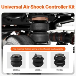 VEVOR Air Shock Controller Kit, 12V 100PSI Wireless On Board Air Compressor System, App or Remote Control Air Ride Suspension Compressor Kit with Single Path System, Inflator & Air Line for Truck Van