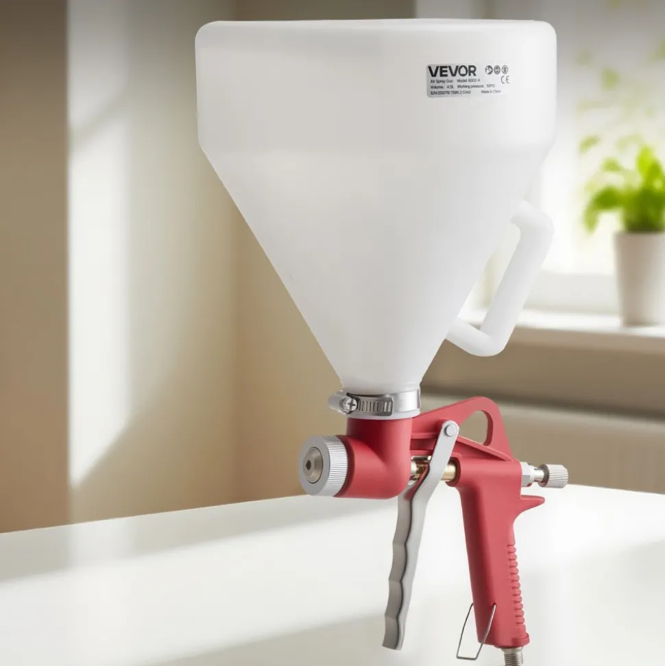 VEVOR Air Texture Spray Gun, 1.45 Gallon Air Hopper Spray Gun, Professional Drywall Texture Painting Sprayer with 3 Nozzles (3.5mm, 6mm, 8mm) for Popcorn, Knockdown, Orange Peel Textures