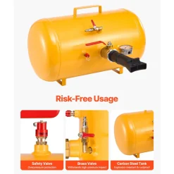 VEVOR Air Tire Bead Seater, 10 Gal / 37.9 L, Heavy Duty Tire Bead Blaster Tool, 87-116 PSI Operating Pressure, Air Trigger Seating Inflator for ATV, Tractor, Pickup, Truck, Jeep, RV, UTV, Yellow