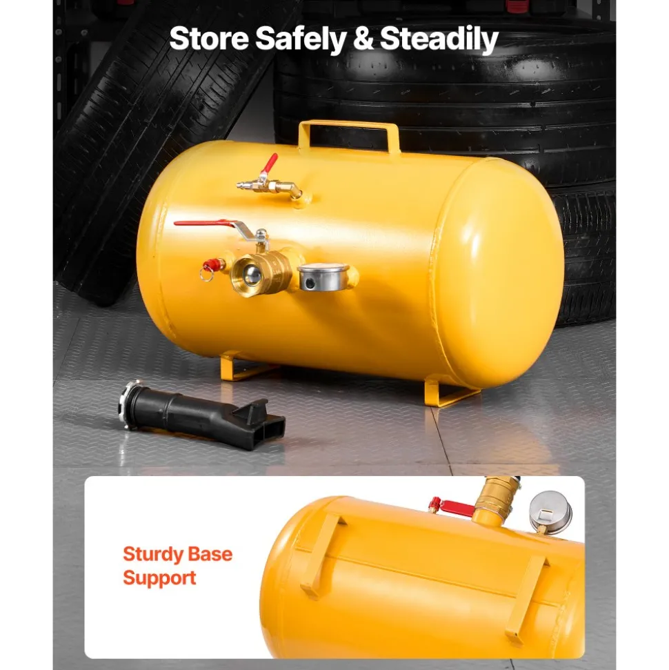 VEVOR Air Tire Bead Seater, 10 Gal / 37.9 L, Heavy Duty Tire Bead Blaster Tool, 87-116 PSI Operating Pressure, Air Trigger Seating Inflator for ATV, Tractor, Pickup, Truck, Jeep, RV, UTV, Yellow