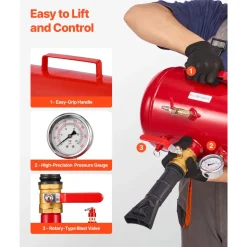 VEVOR Air Tire Bead Seater, 5 Gal / 18.9 L, Heavy Duty Tire Bead Blaster Tool, 87-116 PSI Operating Pressure, Air Trigger Seating Inflator for Pickup, Truck, ATV, Jeep, Van, Lawn Tractor, RV, Red