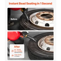 VEVOR Air Tire Bead Seater, 5 Gal / 18.9 L, Heavy Duty Tire Bead Blaster Tool, 87-116 PSI Operating Pressure, Air Trigger Seating Inflator for Pickup, Truck, ATV, Jeep, Van, Lawn Tractor, RV, Red