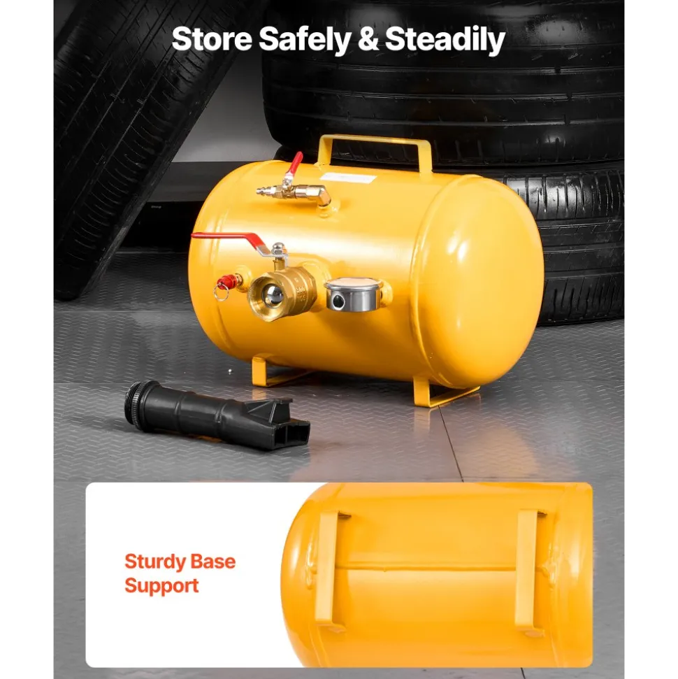 VEVOR Air Tire Bead Seater, 5 Gal / 18.9 L, Heavy Duty Tire Bead Blaster Tool, 87-116 PSI Operating Pressure, Air Trigger Seating Inflator for Pickup, Truck, ATV, Jeep, Van, Lawn Tractor, RV, Yellow