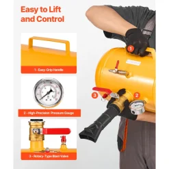 VEVOR Air Tire Bead Seater, 5 Gal / 18.9 L, Heavy Duty Tire Bead Blaster Tool, 87-116 PSI Operating Pressure, Air Trigger Seating Inflator for Pickup, Truck, ATV, Jeep, Van, Lawn Tractor, RV, Yellow