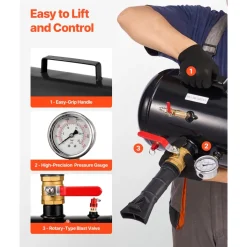 VEVOR Air Tire Bead Seater, 5 Gal / 18.9 L, Heavy Duty Tire Bead Blaster Tool, 87-116 PSI Operating Pressure, Air Trigger Seating Inflator for Pickup, Truck, ATV, Jeep, Van, Lawn Tractor, RV, Black
