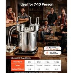 VEVOR Alcohol Still, 13.2 GAL/ 50L Alcohol Distiller with Thumper Keg, Dual-scale Thermometer, and Water Pump, Home Brewing Kit for DIY Whiskey Wine Brandy