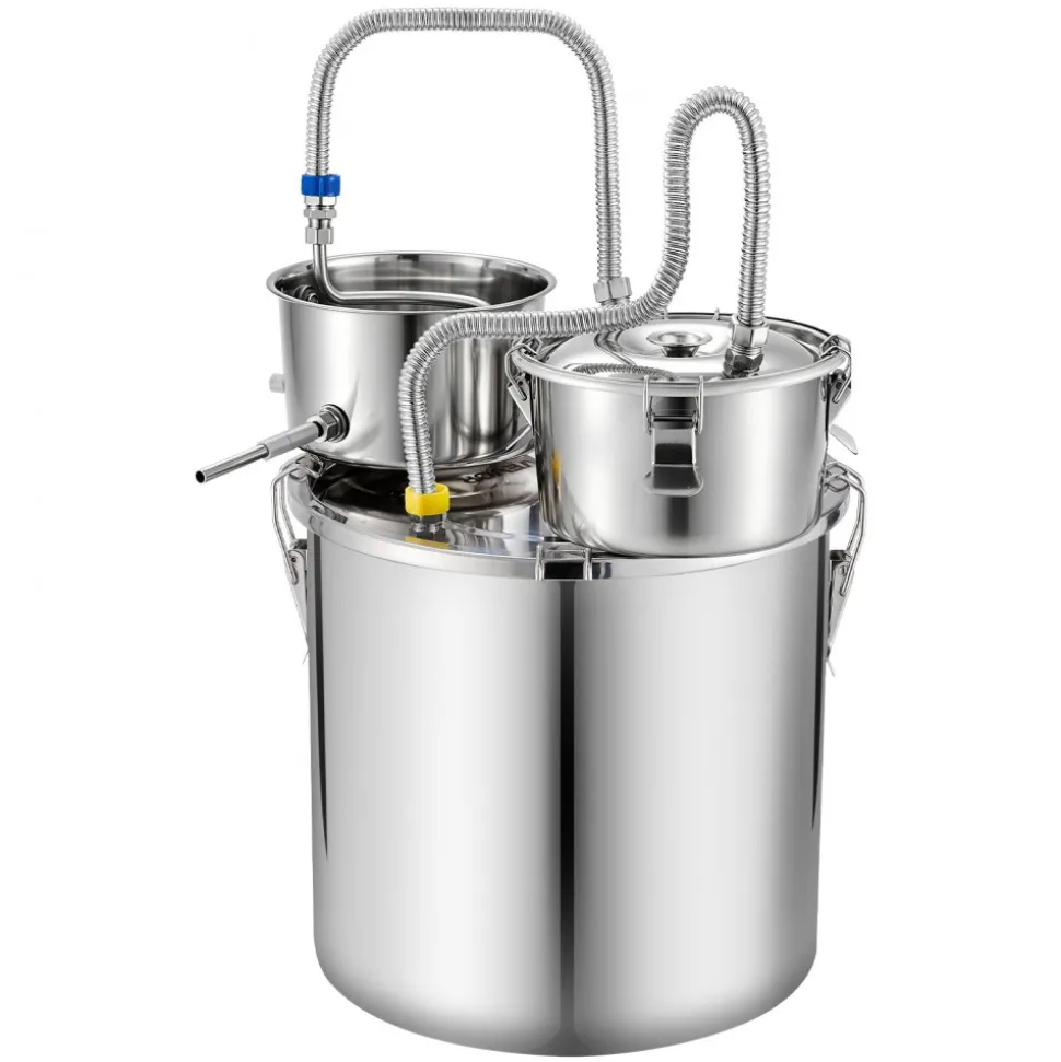 VEVOR Alcohol Still, 8 GAL/ 30L Alcohol Distiller with Thumper Keg, Dual-scale Thermometer, and Water Pump, Home Brewing Kit for DIY Whiskey Wine Brandy