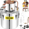 VEVOR Alcohol Still 13.2Gal/50L, Alcohol Distiller with Circulating Pump, Alcohol Still Copper Tube, Whiskey Distilling Kit with Build-In Thermometer, Whiskey Making Kit for DIY Alcohol, Stainless Ste