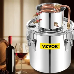 VEVOR Alcohol Still 13.2Gal/50L, Alcohol Distiller with Circulating Pump, Alcohol Still Copper Tube, Whiskey Distilling Kit with Build-In Thermometer, Whiskey Making Kit for DIY Alcohol, Stainless Ste