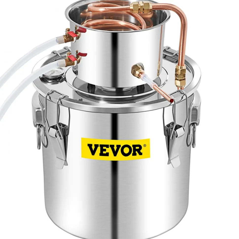 VEVOR Alcohol Still 13.2Gal/50L, Alcohol Distiller with Circulating Pump, Alcohol Still Copper Tube, Whiskey Distilling Kit with Build-In Thermometer, Whiskey Making Kit for DIY Alcohol, Stainless Ste