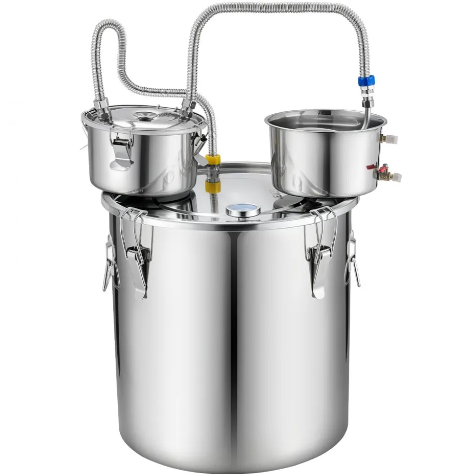 VEVOR Alcohol Still, 13.2 GAL/ 50L Alcohol Distiller with 10 x 16oz Glass Jars, Thumper Keg, Dual-scale Thermometer, and Water Pump, Home Brewing Kit for DIY Whiskey Wine Brandy