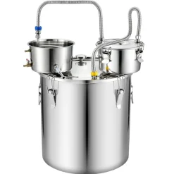 VEVOR Alcohol Still, 13.2 GAL/ 50L Alcohol Distiller with 10 x 16oz Glass Jars, Thumper Keg, Dual-scale Thermometer, and Water Pump, Home Brewing Kit for DIY Whiskey Wine Brandy