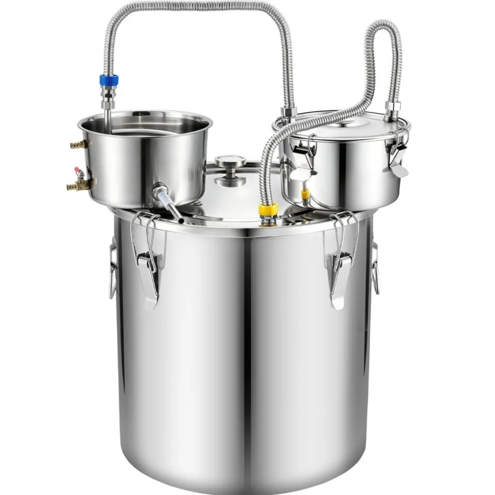 VEVOR Alcohol Still, 13.2 GAL/ 50L Alcohol Distiller with 10 x 16oz Glass Jars, Thumper Keg, Dual-scale Thermometer, and Water Pump, Home Brewing Kit for DIY Whiskey Wine Brandy
