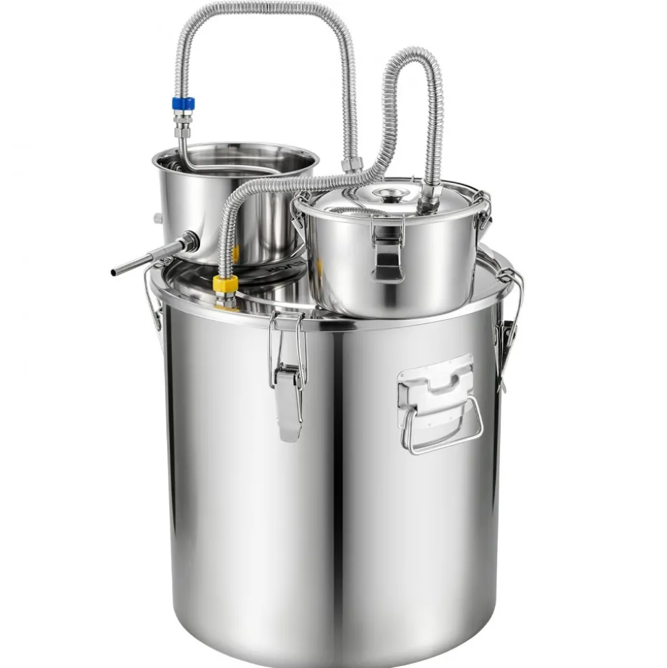 VEVOR Alcohol Still, 13.2 GAL/ 50L Alcohol Distiller with 10 x 16oz Glass Jars, Thumper Keg, Dual-scale Thermometer, and Water Pump, Home Brewing Kit for DIY Whiskey Wine Brandy