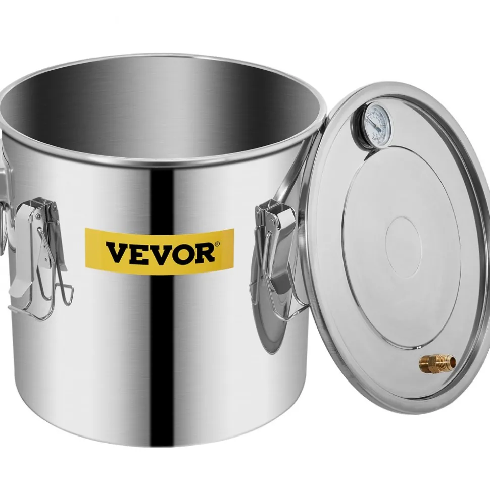 VEVOR Alcohol Still, 5 Gallon, Stainless Steel Alcohol Distiller with Copper Tube & Build-in Thermometer & Water Pump, Double Thumper Keg Home Brewing Kit, for DIY Whiskey Wine Brandy