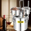 VEVOR Alcohol Still, 13.2Gal / 50L Stainless Steel Water Alcohol Distiller Copper Tube Home Brewing Kit Build-in Thermometer for DIY Whisky Wine Brandy, Silver