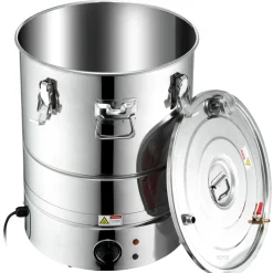 VEVOR Alcohol Still, 9 Gal 30L Water Alcohol Distiller, Home Distillery Kit include Stainless Steel Tube & Pump & One-way Exhaust Valve & Thermometer (30-120℃ ) for DIY Whisky Wine Brandy, Silver